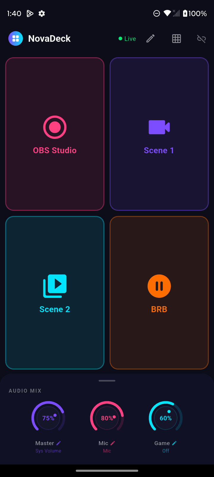 NovaDeck 4-button layout with large buttons